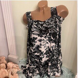 Avital. Sz S. Cold shoulder. Square neck. Stretch. Asymmetrical hemline. B21